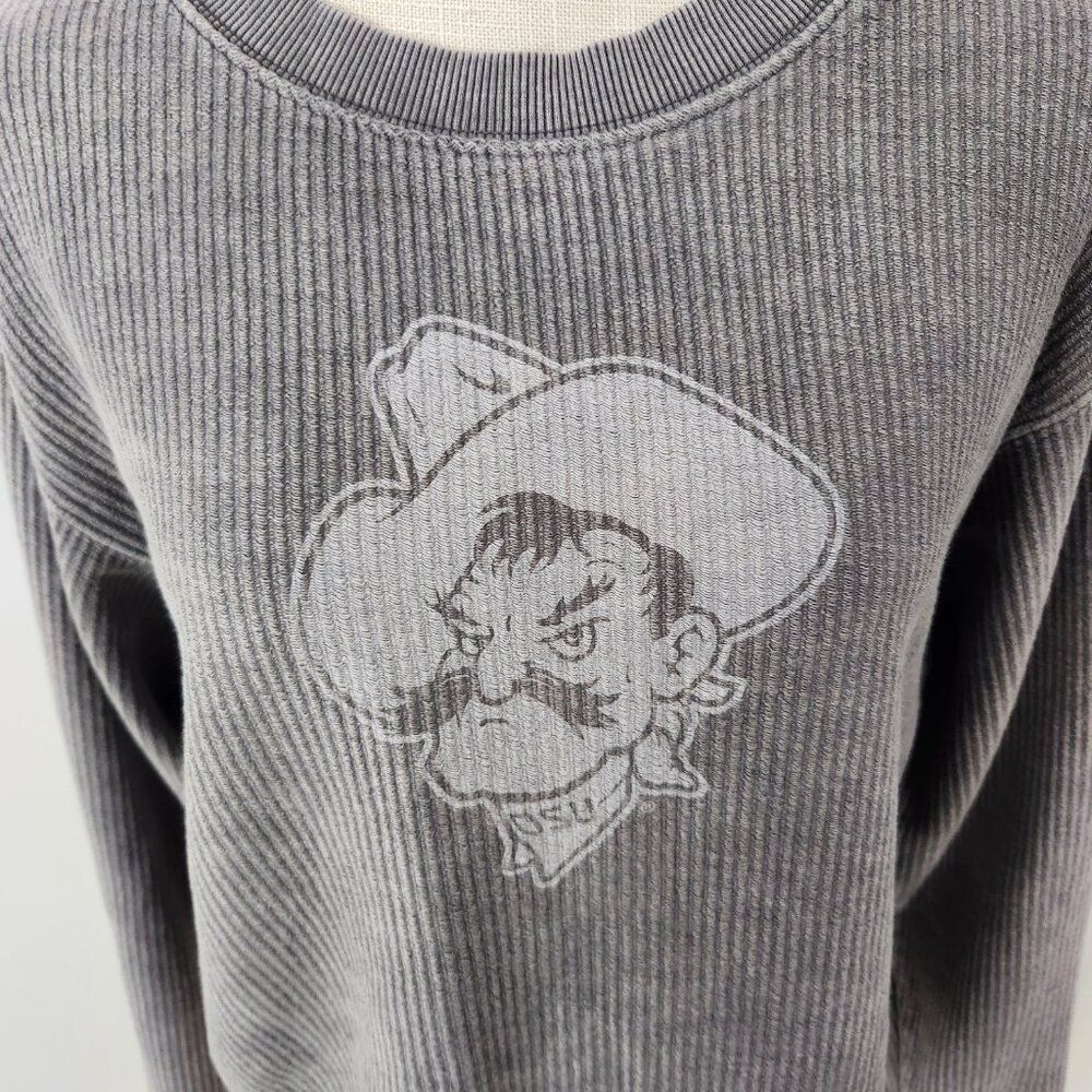 OSU Cowboys Sweatshirt Womens M Gray Ribbed Knit Cropped League Unwind Football - Picture 2 of 15